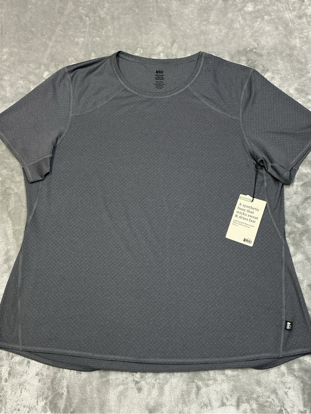 REI Co-Op Lightweight S/S Crew Plus Asphalt/Castlerock Womens 2XL base layer NEW